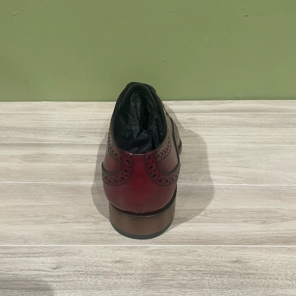 Emilio Franco Stylish Red Leather calf Dress Shoes oxford point toe - Picture 4 of 5